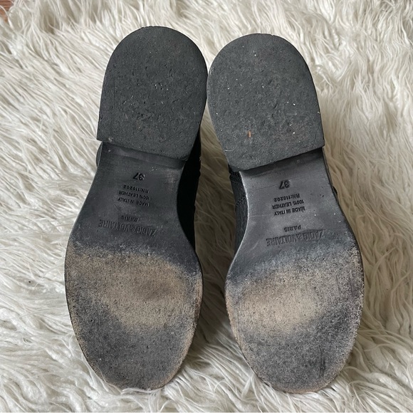 Zadig & Voltaire Black Textured Leather Studded Empress Clous Boots EUC Size 37 - Picture 11 of 12